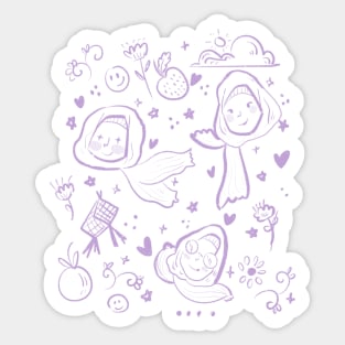 Purple Hijab Girl Doodle Sticker